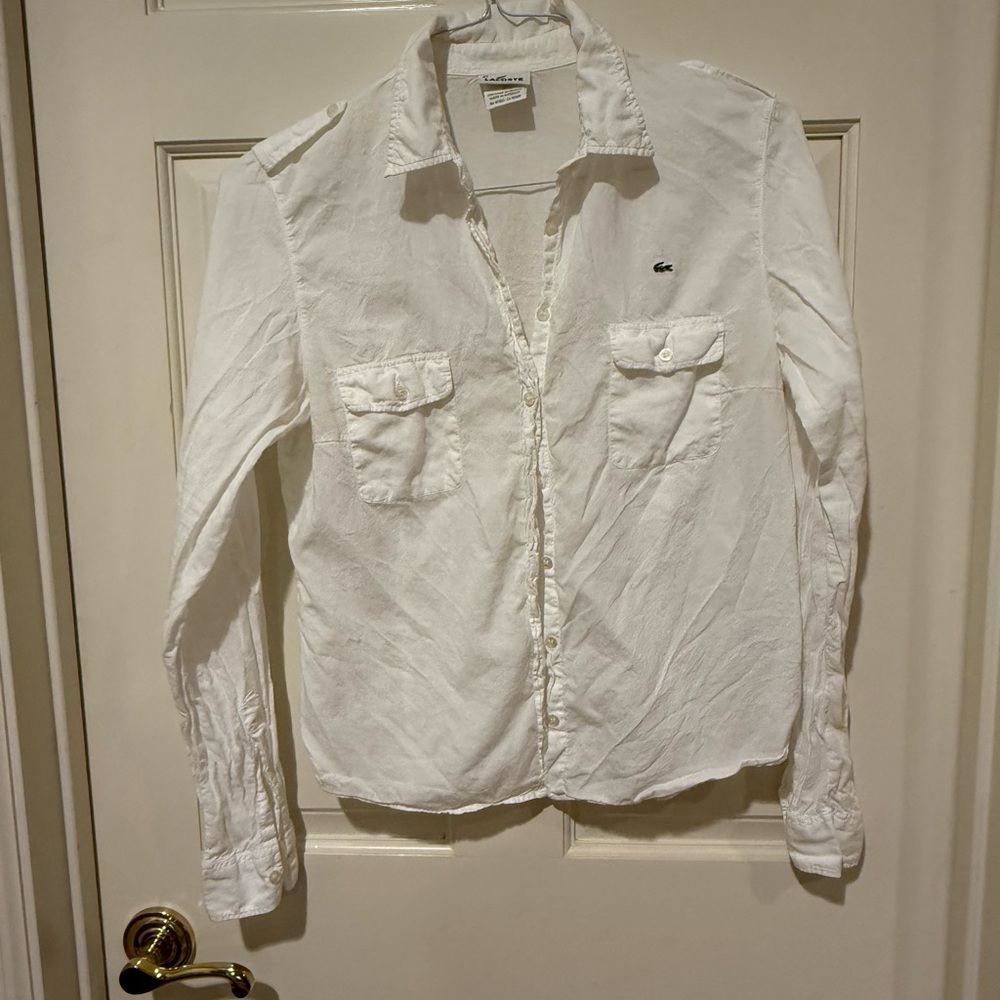 Lacoste White Casual Collared Shirt